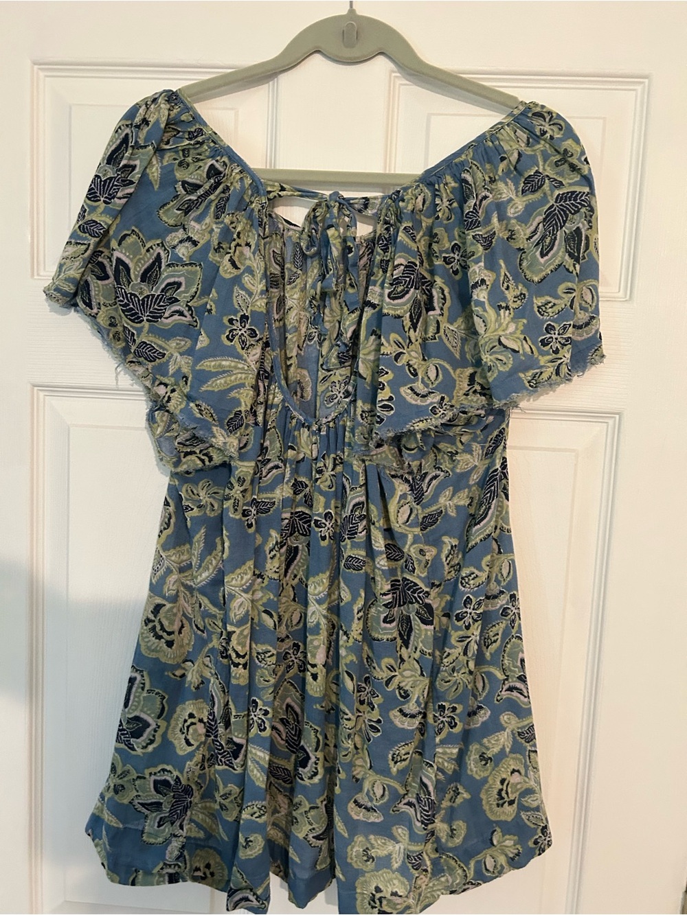 Free People Blue Floral Off-Shoulder Tunic